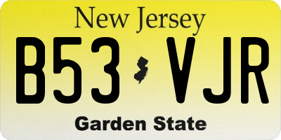 NJ license plate B53VJR