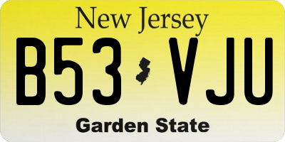 NJ license plate B53VJU