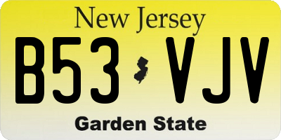 NJ license plate B53VJV