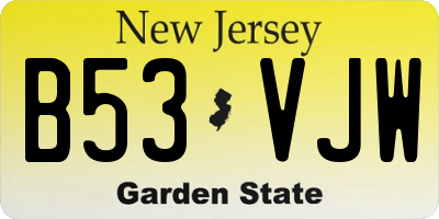 NJ license plate B53VJW
