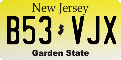 NJ license plate B53VJX