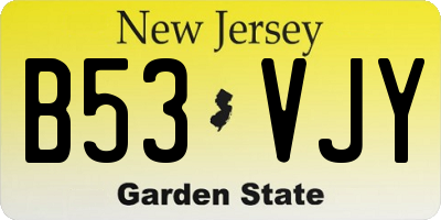 NJ license plate B53VJY