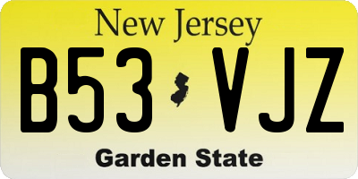 NJ license plate B53VJZ