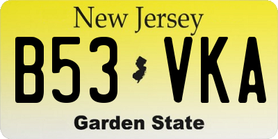 NJ license plate B53VKA