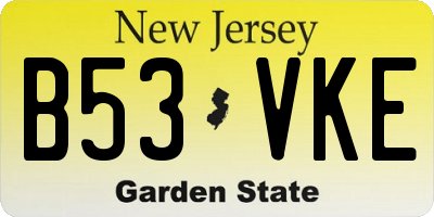 NJ license plate B53VKE