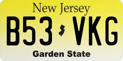 NJ license plate B53VKG
