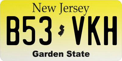 NJ license plate B53VKH