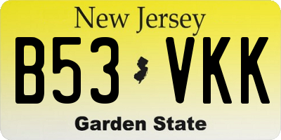 NJ license plate B53VKK