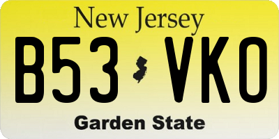 NJ license plate B53VKO