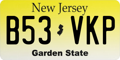 NJ license plate B53VKP