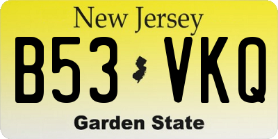 NJ license plate B53VKQ