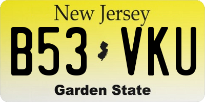 NJ license plate B53VKU