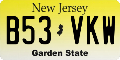 NJ license plate B53VKW