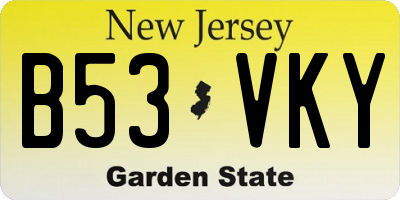 NJ license plate B53VKY
