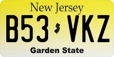 NJ license plate B53VKZ