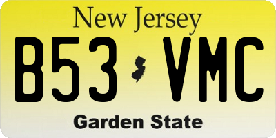 NJ license plate B53VMC