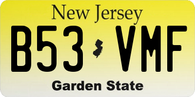 NJ license plate B53VMF