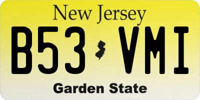 NJ license plate B53VMI