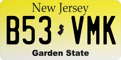 NJ license plate B53VMK