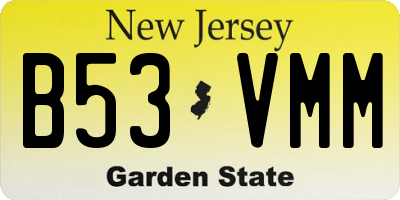 NJ license plate B53VMM