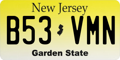 NJ license plate B53VMN