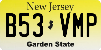 NJ license plate B53VMP