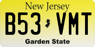 NJ license plate B53VMT