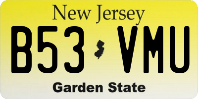 NJ license plate B53VMU