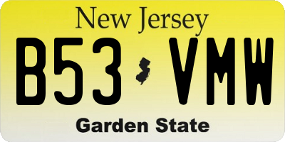 NJ license plate B53VMW