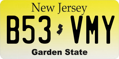 NJ license plate B53VMY