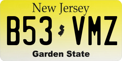 NJ license plate B53VMZ