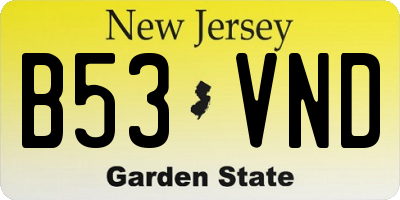NJ license plate B53VND