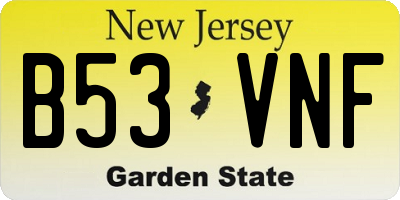 NJ license plate B53VNF