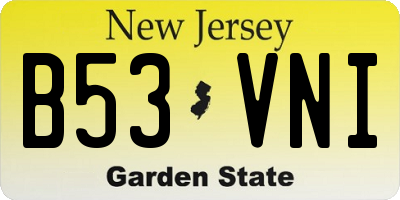 NJ license plate B53VNI