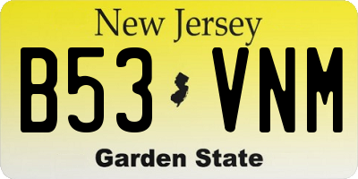 NJ license plate B53VNM