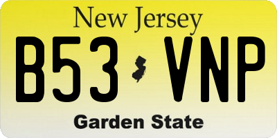 NJ license plate B53VNP