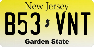 NJ license plate B53VNT