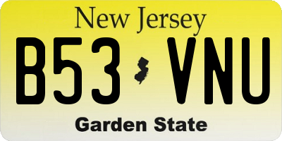 NJ license plate B53VNU