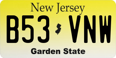 NJ license plate B53VNW