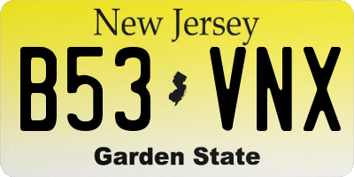 NJ license plate B53VNX