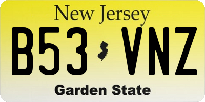 NJ license plate B53VNZ