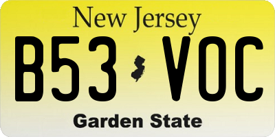 NJ license plate B53VOC