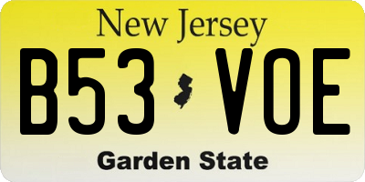 NJ license plate B53VOE