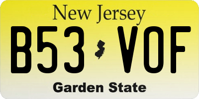 NJ license plate B53VOF