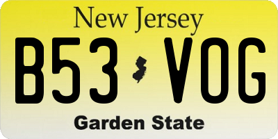NJ license plate B53VOG