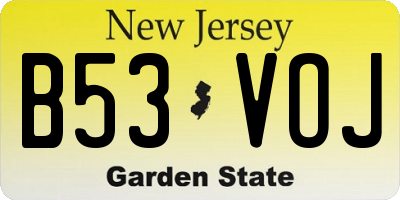 NJ license plate B53VOJ