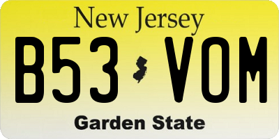 NJ license plate B53VOM