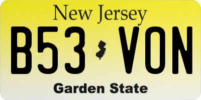 NJ license plate B53VON