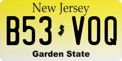 NJ license plate B53VOQ