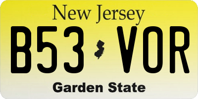 NJ license plate B53VOR